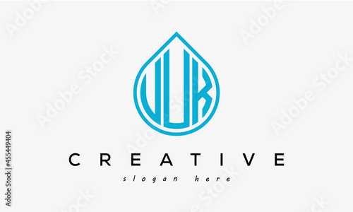 Water drop letter UUK logo initial template vector