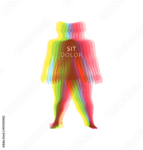 Transparent overlapping colors silhouettes. Psychology. Multiple personality disorder. Mental health problems. Template for background, banner, card or poster. Vector illustration.