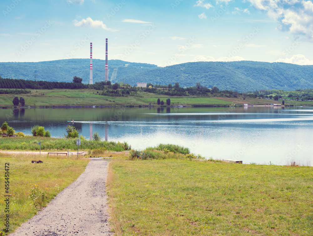 Obraz premium Milada lake, relax zone. A transformed mining and industrial zone to an oasis of calm.