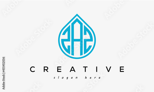 Water drop letter ZAZ logo initial template vector