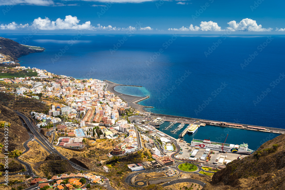 Panoramic view of Santa Cruz de La Palma city, the capital city of La Palma island (Canary Islands, Spain).