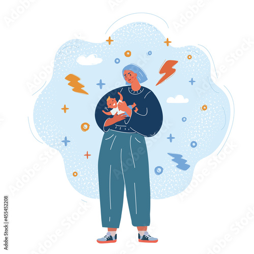 Vector illustration of mother and baby
