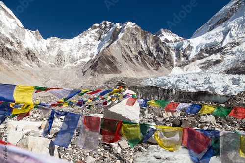 Mount Everest base camp prayer flags Nepal Himalaya