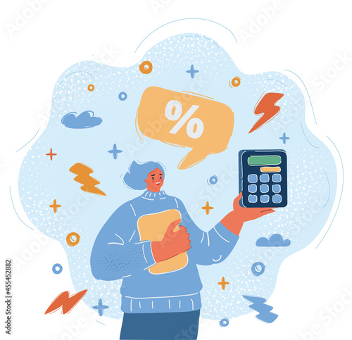 Vector illustration of woman with calculator