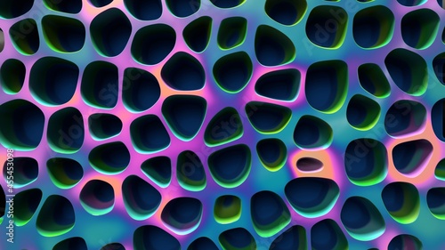 Abstract background with a multitude of holes. 3D render / rendering.