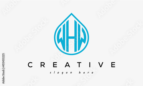 Water drop letter WHW logo initial template vector photo