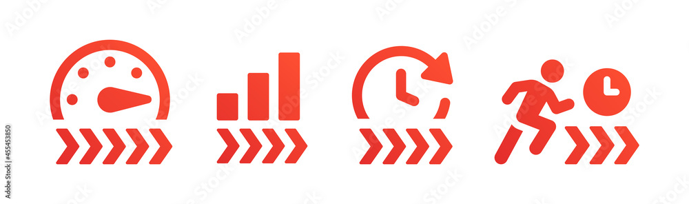 Speed icons set. Boost, fast, speedometer symbol vector illustration.