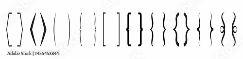 Curly brace set vector. Text brackets collection for messages, quotas.