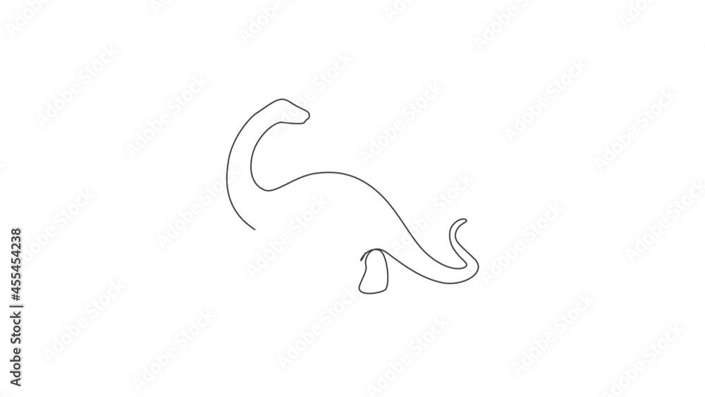 Animated self drawing of single continuous line draw animal for logo identity. Prehistoric animal mascot concept for dinosaurs theme amusement park icon. Full length one line animation illustration. Animated self drawing of single continuous line draw animal for logo identity. Prehistoric animal mascot concept for dinosaurs theme amusement park icon. Full length one line animation illustration.