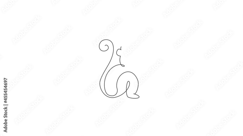 Animated self drawing of one continuous line draw cute sitting monkey for conservation jungle logo. Adorable primate animal mascot concept for national park icon. Full length single line animation. Animated self drawing of one continuous line draw cute sitting monkey for conservation jungle logo. Adorable primate animal mascot concept for national park icon. Full length single line animation.