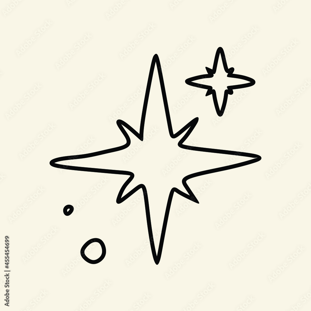 Obraz premium Star vector sparkle icon in scribble style