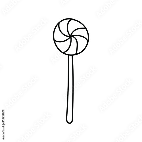 Sweet lollipop on a stick. Doodle illustration for stories, postcards, posters, stickers. Vector illustration eps 10