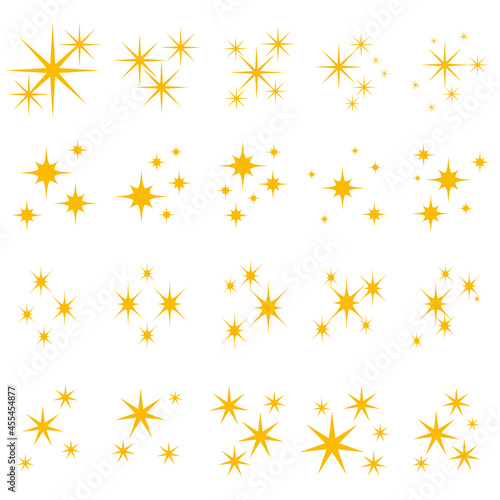 Shiny sparks silhouettes. twinkle star particles, glitter sparkles and magic sparkle isolated silhouette icons set
