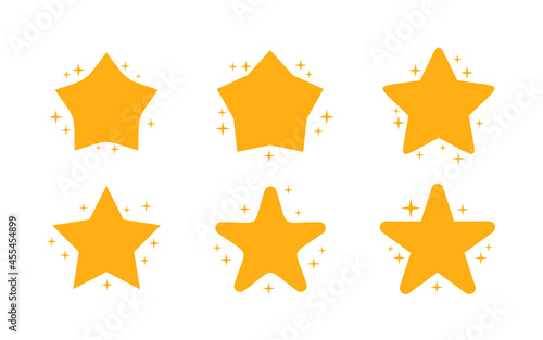 Flat shiny star collection with six stars