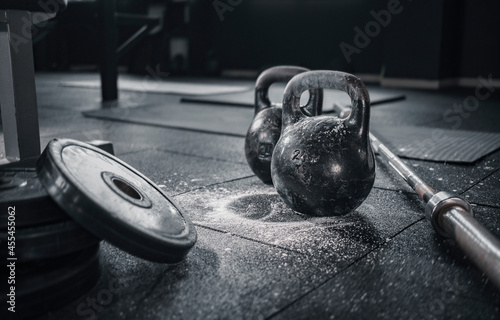 Fototapeta Naklejka Na Ścianę i Meble -  Sports background. Weight lifting training. 
