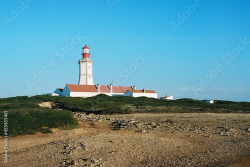 lighthouse on the coast. light house on the shore of a portugal cliff