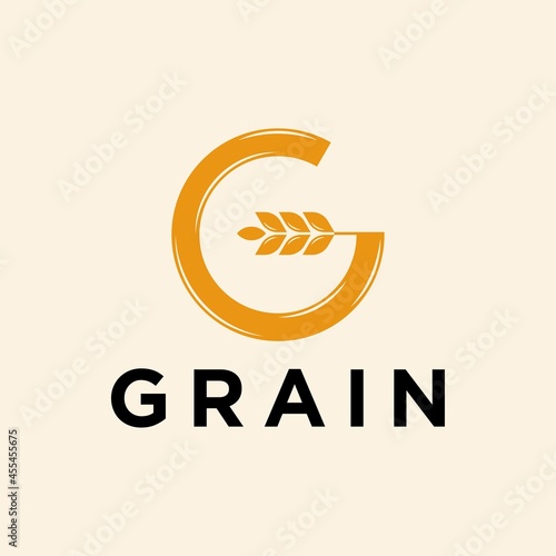 g letter wheat grain logo vector icon illustration