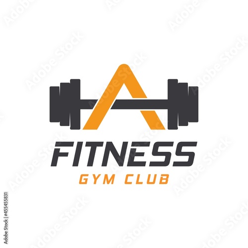 Letter A Logo With barbell. Fitness Gym logo. fitness vector logo design for gym and fitness.