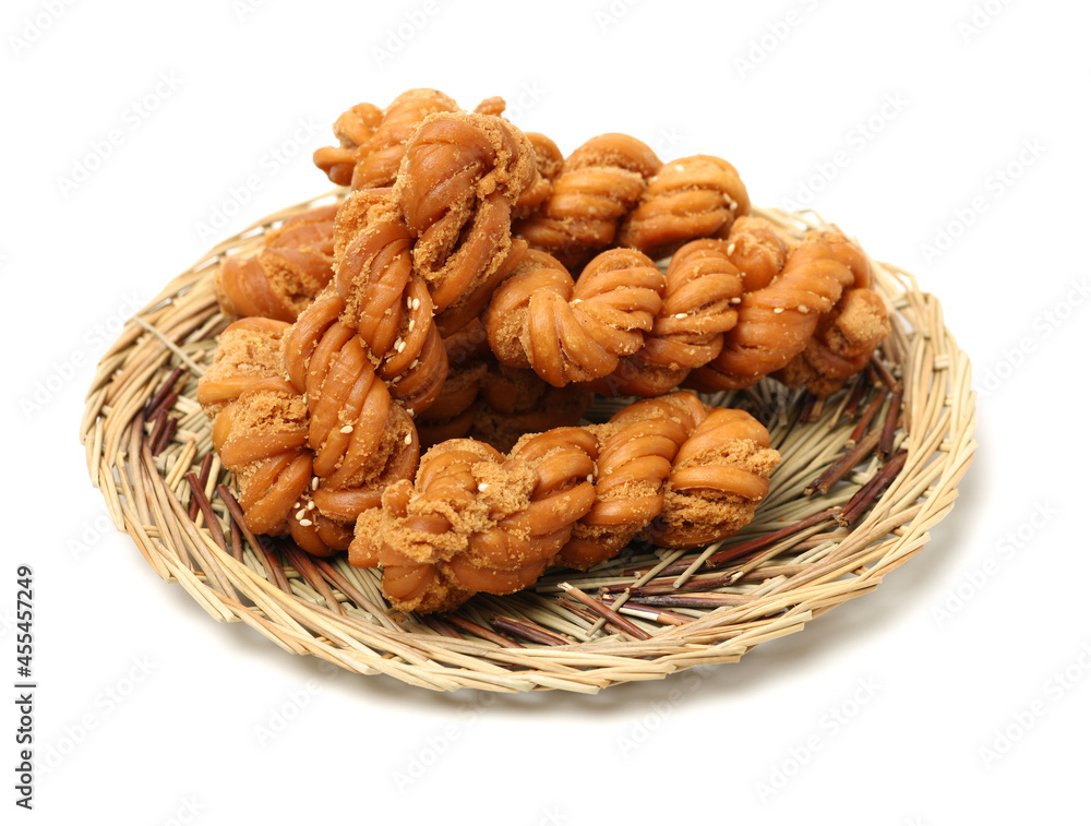 Chinese fried dough twist on white background Chinese fried dough twist on white background