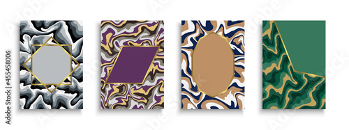 Set of elegant abstract posters, banners, templates, brochures, flyers, backgrounds, placards and ect. Luxury cards with golden frames