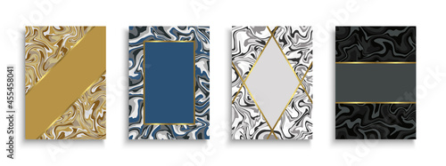 Set of elegant abstract posters, banners, templates, brochures, flyers, backgrounds, placards and ect. Luxury cards with golden frames