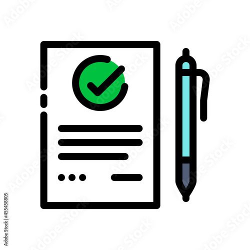 Approved document color line icon. High quality work.