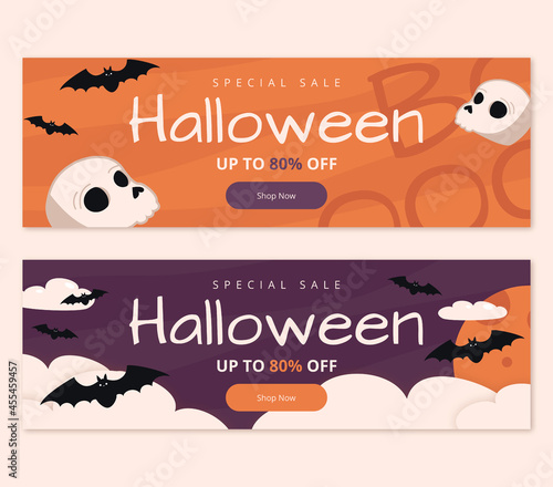 Halloween sale banners. Banner template. Invitation concept background. Vector illustration