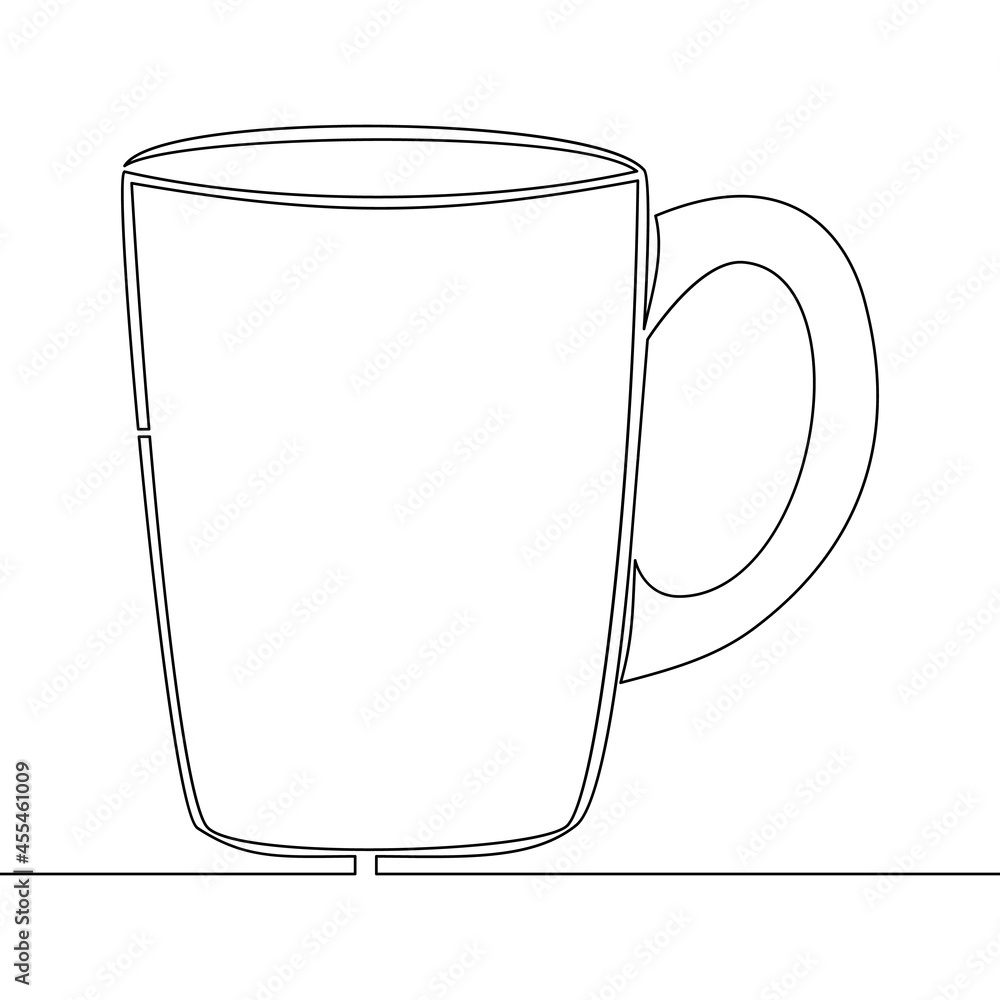 Continuous line drawing mug icon vector concept Continuous line drawing mug icon vector concept