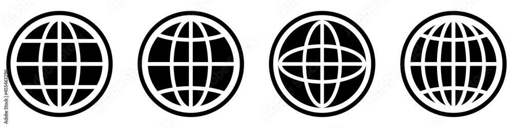 Globe icons set. World symbol. Planet earth in circle. Glyph globe set. Sphere vector Globe icons set. World symbol. Planet earth in circle. Glyph globe set. Sphere vector