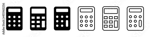 Calculator icons set. Glyph and outline calculator symbol. Transparent mathematic symbol.