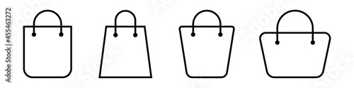 Shopping bag icons set. Outline shopping bag. Vector EPS 10