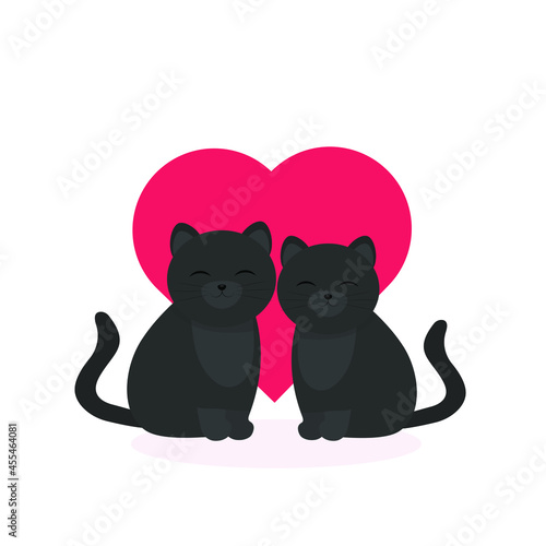 These are cute cats in love. Vector illustration.