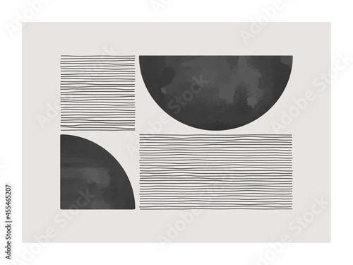 Trendy contemporary abstract creative minimalist hand painted composition for wall decoration, postcard or brochure cover design in vintage style art. EPS10 vector.
