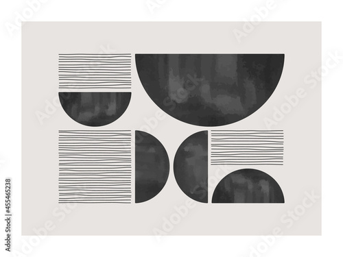 Trendy contemporary abstract creative minimalist hand painted composition for wall decoration, postcard or brochure cover design in vintage style art. EPS10 vector.