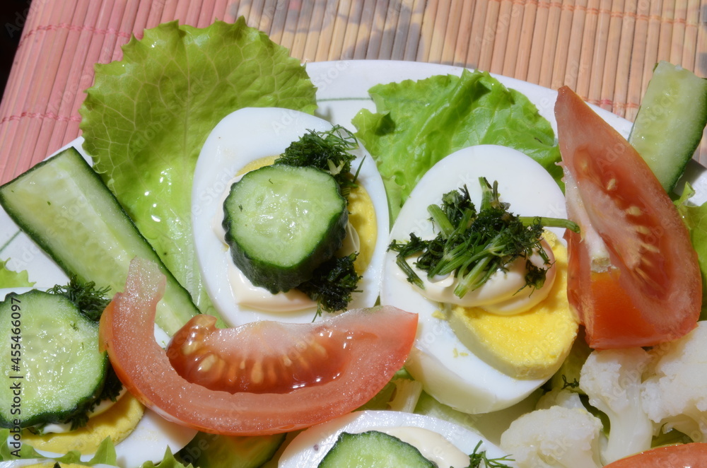 Fragment of a dish with a gourmet meal.