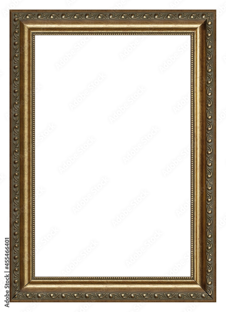 Golden frame for paintings, mirrors or photo isolated on white background. Design element with clipping path Golden frame for paintings, mirrors or photo isolated on white background. Design element with clipping path