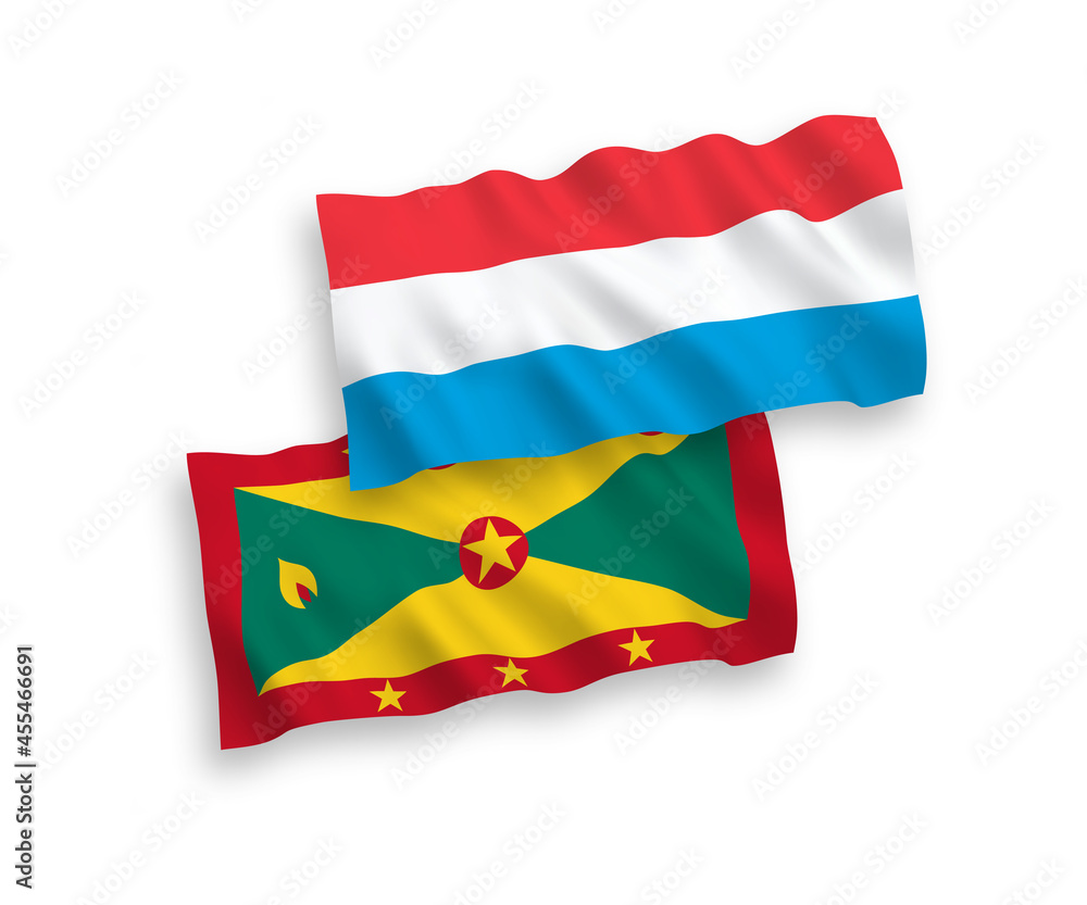 Flags of Grenada and Luxembourg on a white background Flags of Grenada and Luxembourg on a white background