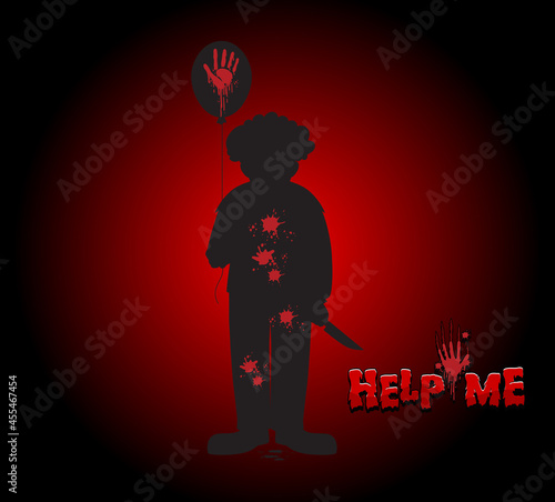 Help Me logo with creepy clown silhouette