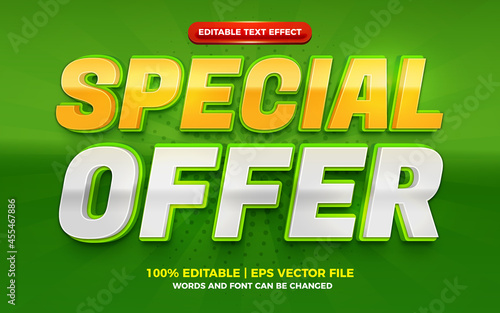 Special offer modern green yellow 3d editable text effect