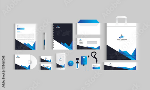 Corporate Identity Print Template Set Stationery Template. Business stationery background design collection with digital elements