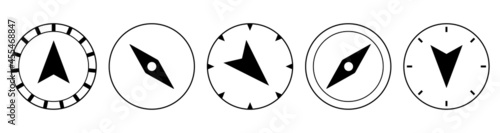 Compass simple icon set.Navigation compass flat icons set on white background.Arrow icon.Vector illustration.