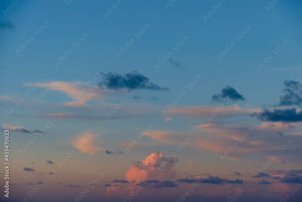 Beautiful colored cloudy evening sky.  Abstract sky background.