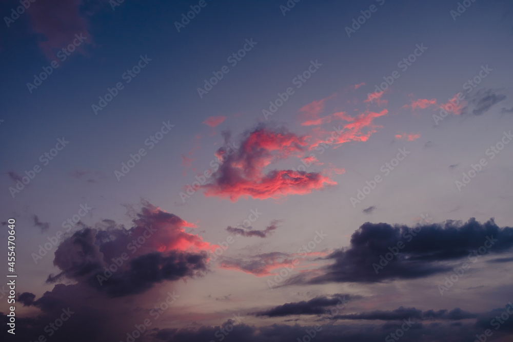 Beautiful colored cloudy evening sky. Abstract sky background. Beautiful colored cloudy evening sky. Abstract sky background.