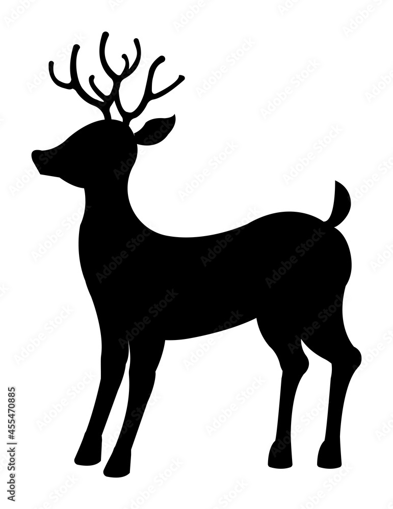Reindeer (deer) silhouette vector illustration
