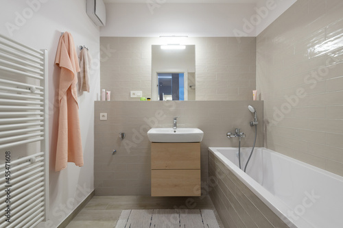 Small bathroom of modern apartment