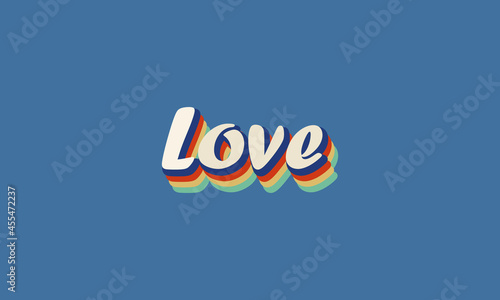 Love retro typography  vector design template .