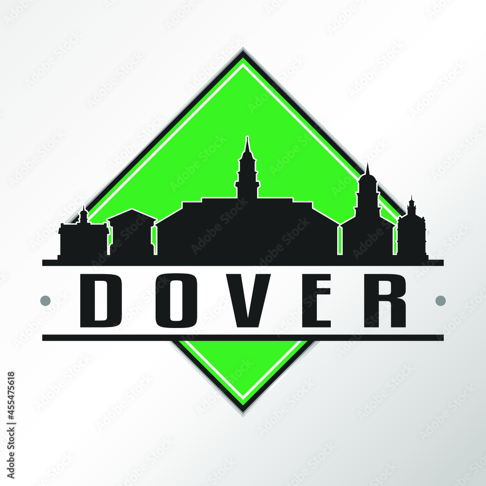 Dover, DE, USA Skyline Logo. Adventure Landscape Design Vector Illustration.