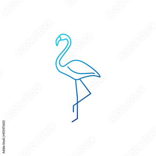 Flamingo outline icon. Maldives, Africa animal. Exotic vacation. Isolated vector stock illustration