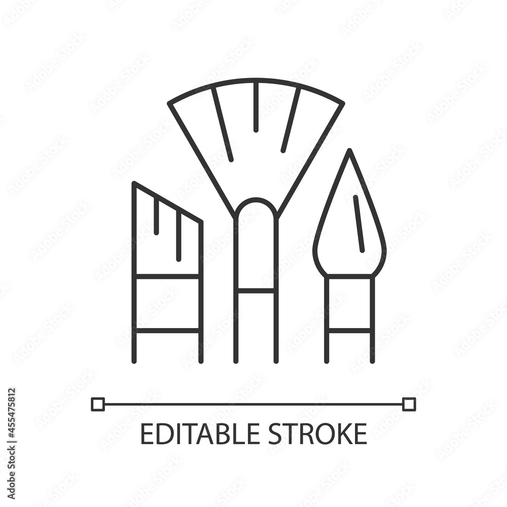 Paintbrushes linear icon. Brush for paint applying. Drawing tool. Acrylic, watercolor painting. Thin line customizable illustration. Contour symbol. Vector isolated outline drawing. Editable stroke Paintbrushes linear icon. Brush for paint applying. Drawing tool. Acrylic, watercolor painting. Thin line customizable illustration. Contour symbol. Vector isolated outline drawing. Editable stroke