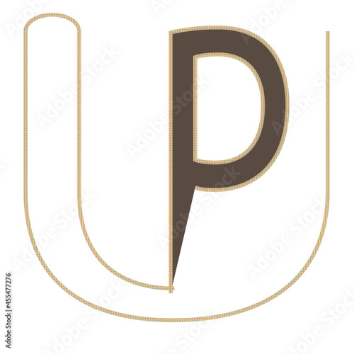 3d golden font letter  and  UP alphabets logo design